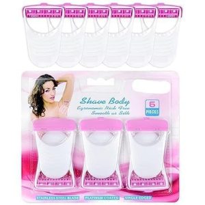 Body Shaver Set – 6 Disposable Razors for Women | Pink Handle with Moisturizing Strip | Travel-Friendly 6-Pack