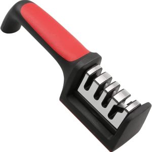 Black Handheld Knife & Scissor Sharpener – Portable Multipurpose Blade Sharpening Tool for Kitchen, Carbon & Stainless Steel Cutter Polisher