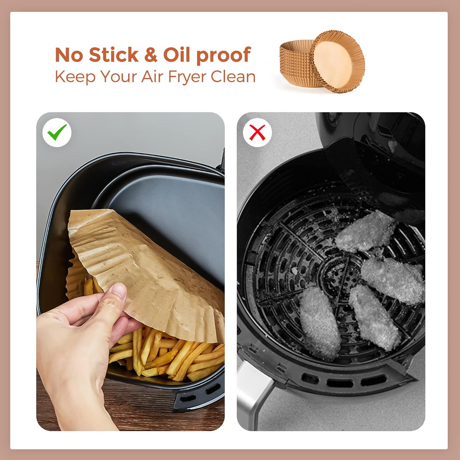 Air Fryer Disposable Paper Liner-550PCS Parchment Paper Sheets,Round Air Fryer Parchment Paper, Non-Stick Food Grade Parchment Paper for Air Fryer,Baking,Cooking 6.3Inch - Image 8