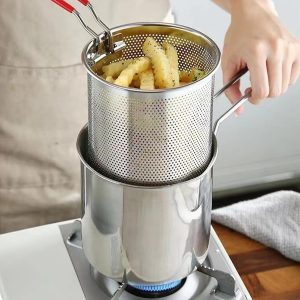 Stainless Steel Deep Fryer Pot – Fish Fryer Pot and Basket Oil Fryer for Chips, Fries, Chicken