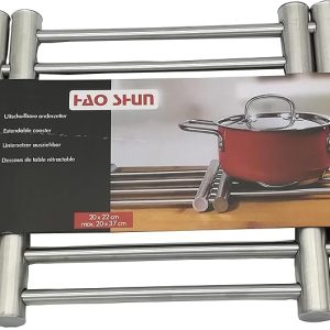 Stainless Steel Extendable Pot Stand & Heat-Resistant Trivet Mat – Adjustable Cooking Pot Coaster for Kitchen & Dining Table Protection