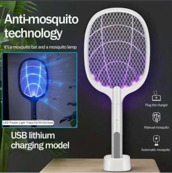 HOPE’S H-825 2-in-1 Electric Mosquito Swatter & Bug Zapper Racket with UV Light | Rechargeable 1200mAh Battery | Type-C Fast Charging