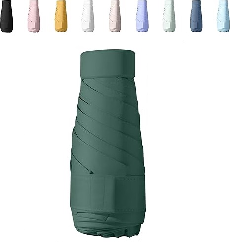 Travel Mini Folding Pocket Umbrella, Compact Lightweight Six-Fold Sun Protection & Waterproof Umbrella for Rain and UV
