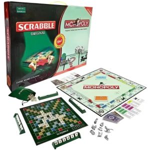 2-in-1 Scrabble + Monopoly Board Game – Family Fun Combo Pack