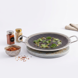 Laser Crafted Honeycomb Stainless Steel Tawa – Scratch Resistant Flat Pan for Roti, Paratha & Dosa | 15 Inch Size