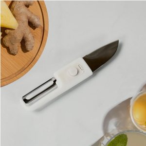 2-in-1 Portable Fruit Knife & Peeler with Protective Case | Stainless Steel Blade | Compact Travel Kitchen Peeling & Cutting Tool for Fruits and Vegetables