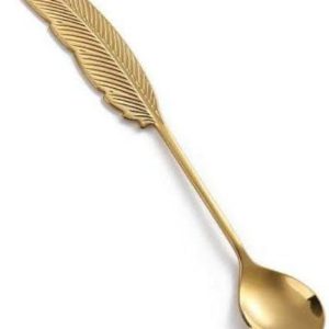 Gold Feather Handle 6-Piece Tea & Spice Spoon Set – Premium Stainless Steel