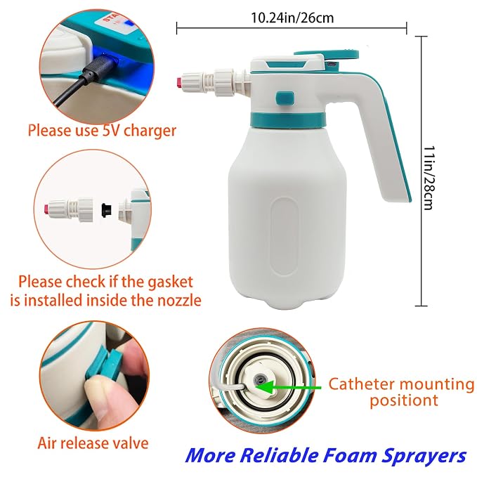 2L Electric Foam Sprayer – 75 PSI Rechargeable Pressurized Foam Pump Sprayer with 2 Spray Modes for Car Washing, Detailing, Home & Garden - Image 2
