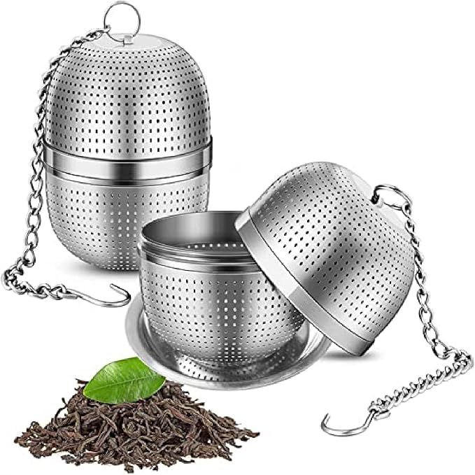Spice & Tea Diffuser Stainless Steel Tea Infuser Strainer, Fine Mesh Tea Ball with Chain & Hook, Sealed Thread Design, Spice Strainer for Loose Tea, Herbs & Spices