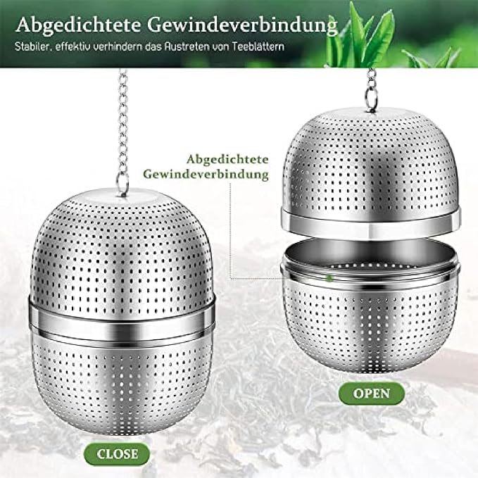 Spice & Tea Diffuser Stainless Steel Tea Infuser Strainer, Fine Mesh Tea Ball with Chain & Hook, Sealed Thread Design, Spice Strainer for Loose Tea, Herbs & Spices - Image 3
