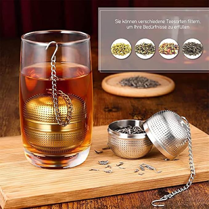 Spice & Tea Diffuser Stainless Steel Tea Infuser Strainer, Fine Mesh Tea Ball with Chain & Hook, Sealed Thread Design, Spice Strainer for Loose Tea, Herbs & Spices - Image 2